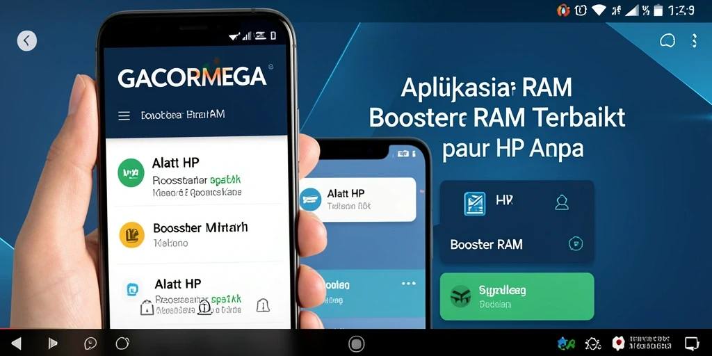 Antarmuka pengguna GACORMEGA menampilkan fitur pembersihan RAM yang mudah digunakan.