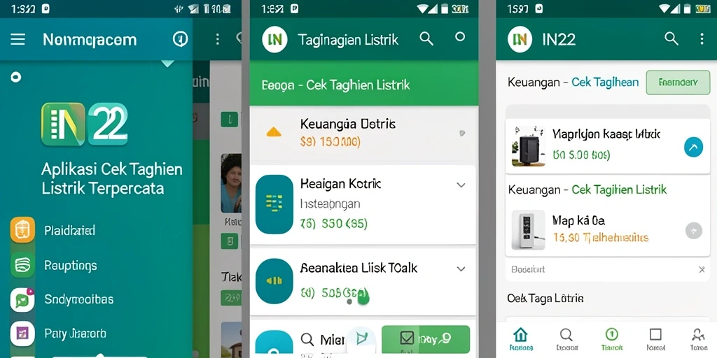 Tampilan antarmuka aplikasi Cek Tagihan Listrik IN22 yang memudahkan pengguna.
