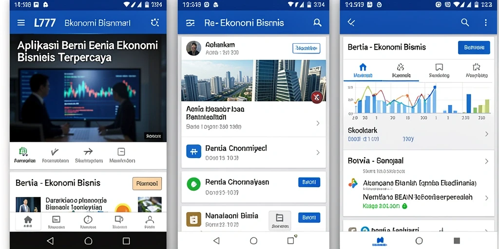 Tampilan antarmuka aplikasi L777 dengan berita ekonomi terkini.