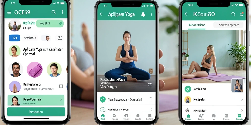 Antarmuka OCE69 menampilkan berbagai latihan Yoga yang menarik dan informatif.