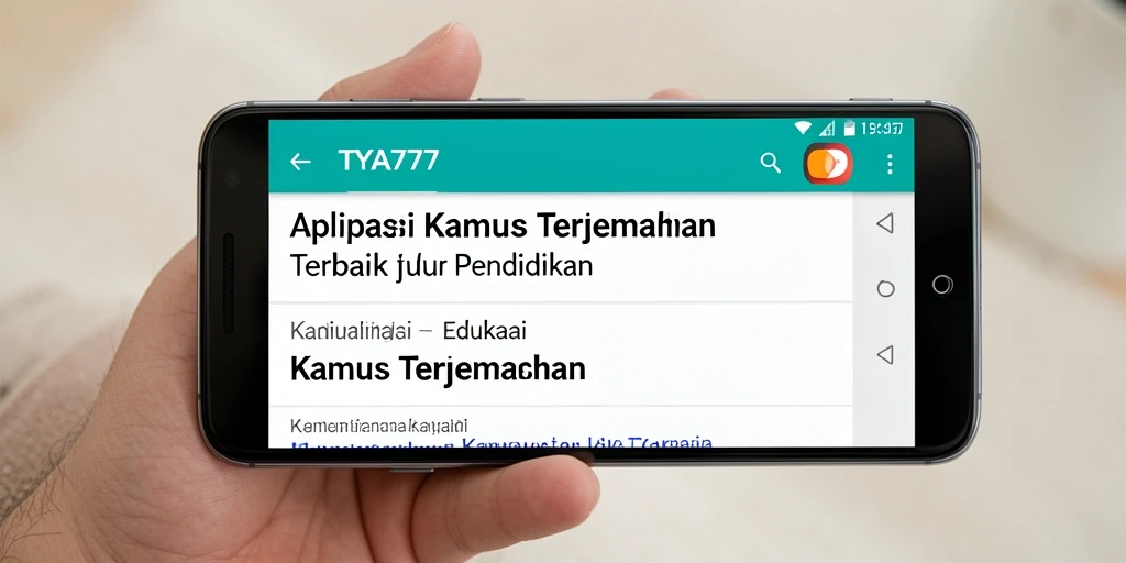 Antarmuka TYA777 yang user-friendly untuk Kamus Terjemahan.