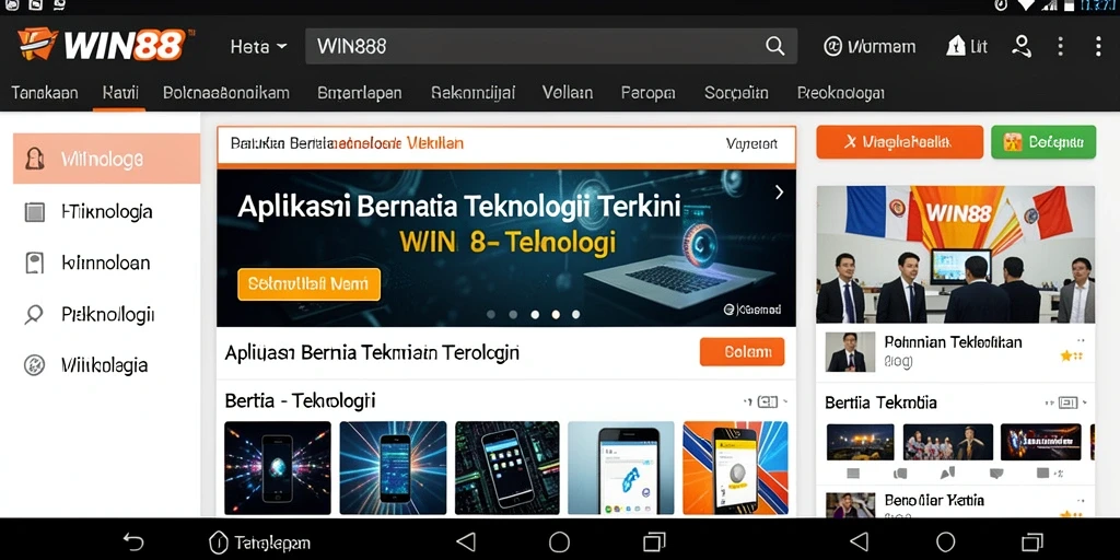 Antarmuka WIN88 yang sederhana dan modern untuk berita teknologi.
