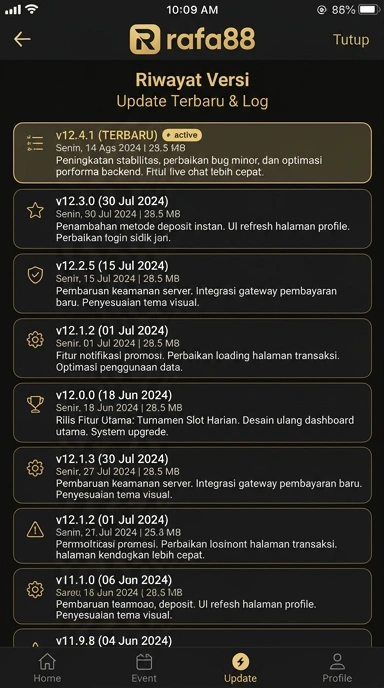 Riwayat Versi Aplikasi rafa88 untuk Android